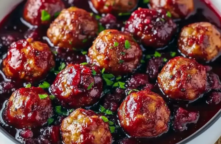 Cranberry Pinot Noir Meatballs