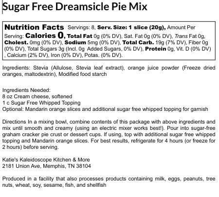 Sugar Free Dreamsicle Pie