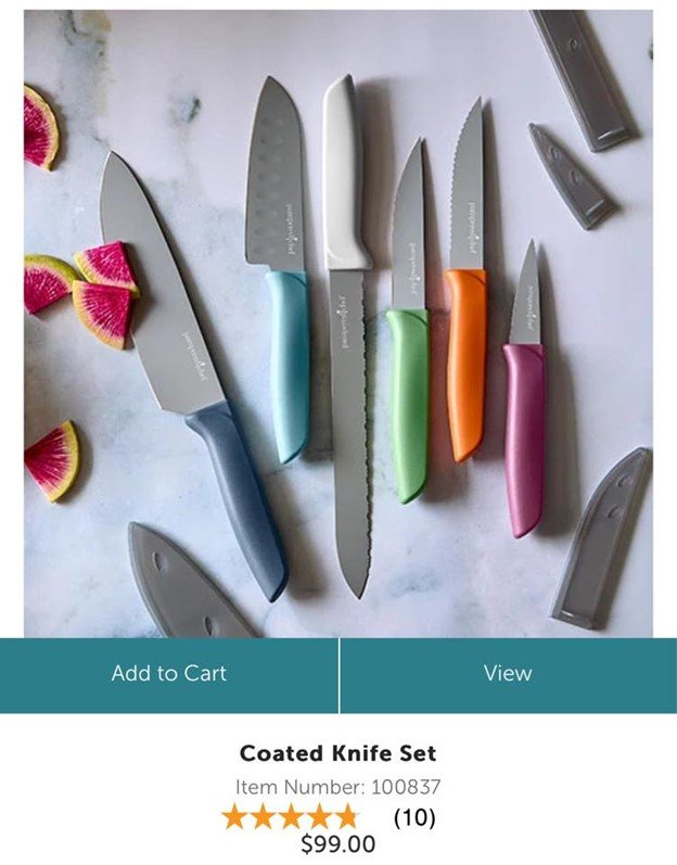 *NEW* Pampered Chef Coated Knife Set