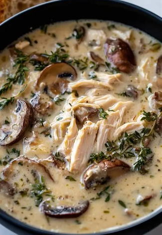 Creamy Rotisserie Chicken & Mushroom Soup