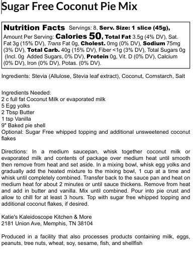 Sugar Free Coconut Pie