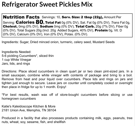Refrigerator Sweet Pickles Mix