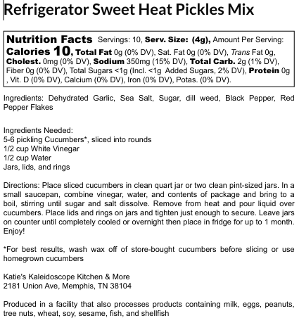 Refrigerator Sweet Heat Pickles Mix